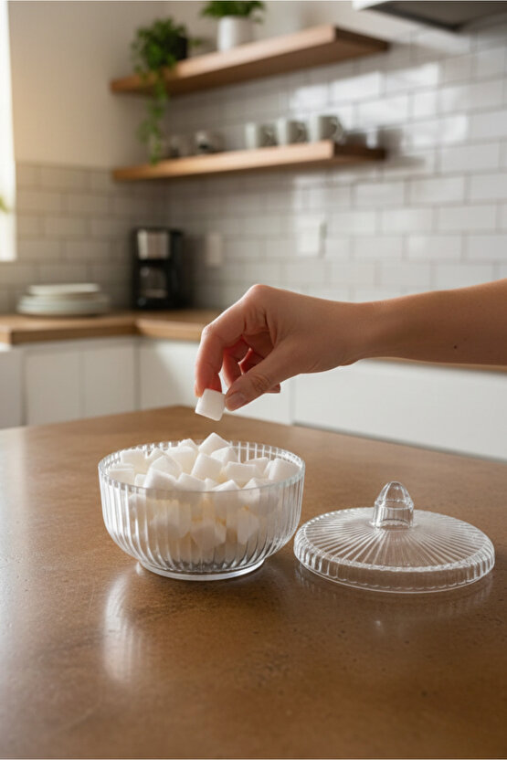 Mika Şekerlik Kapaklı Lokumluk Şeffaf Plastik Şekerlik Sunum Kabı