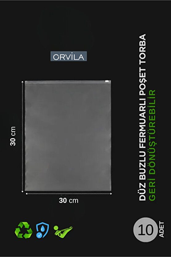 10 Adet Buzlu Fermuarlı Poşet Torba 30x30cm -Valiz Ve Bavul İçi Düzenleyici -Tekrar Kullanılabilir