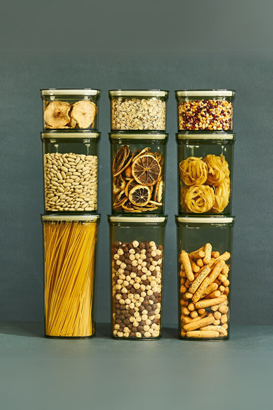 Premium 6lı 2 LT Sızdırmaz Contalı Erzak Bakliyat Saklama Kabı Yeşil