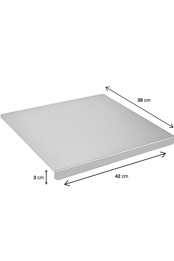 Tezgah Üstü Bükümlü Metal Yoğurma Kesme ve Doğrama Tahtası – Paslanmaz Çelik, Hijyenik 35x45 Cm