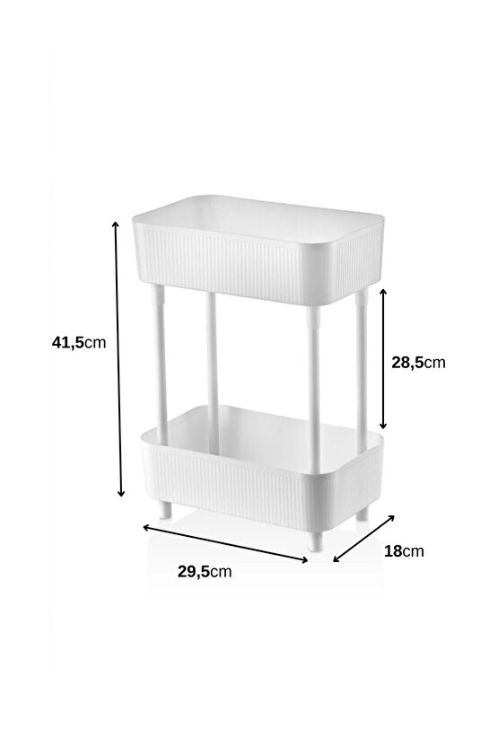 Düzenleyici 2 Katlı Beyaz Raf -Dolap İçi & Tezgah Üstü Banyo Deterjanlık Mutfak Evye Altı Organizer