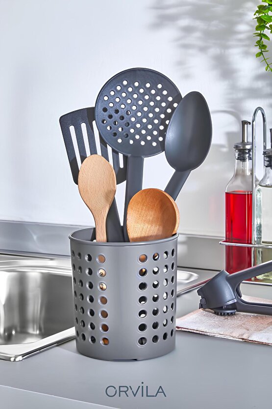 Kaşıklık - Tezgah Üstü Delikli Kaşıklık-Kepçe-Bıçak Kurutmalık Düzenleyici Organizer