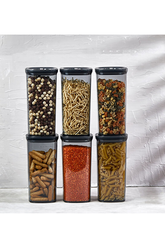 6x Adet Füme Locko Vakumlu Sızdırmaz Saklama Kabı 2LT & Erzak Kabı