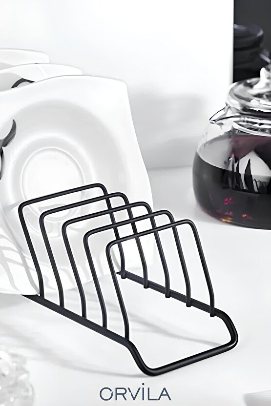 9 Bölmeli Tabaklık ve Tabak Düzenleyici Mini Bulaşıklık - Dolap İçi Çay Kahve Tablası Düzenleyici