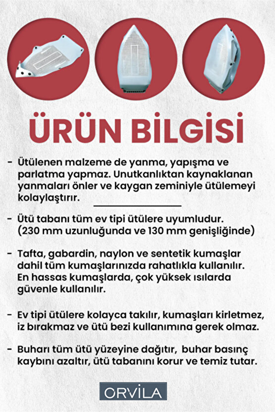 Kolay Kayar Teflon Ütü Altlığı -  Yanmaz Yapışmaz İz Bırakmaz Ütü Tabanı