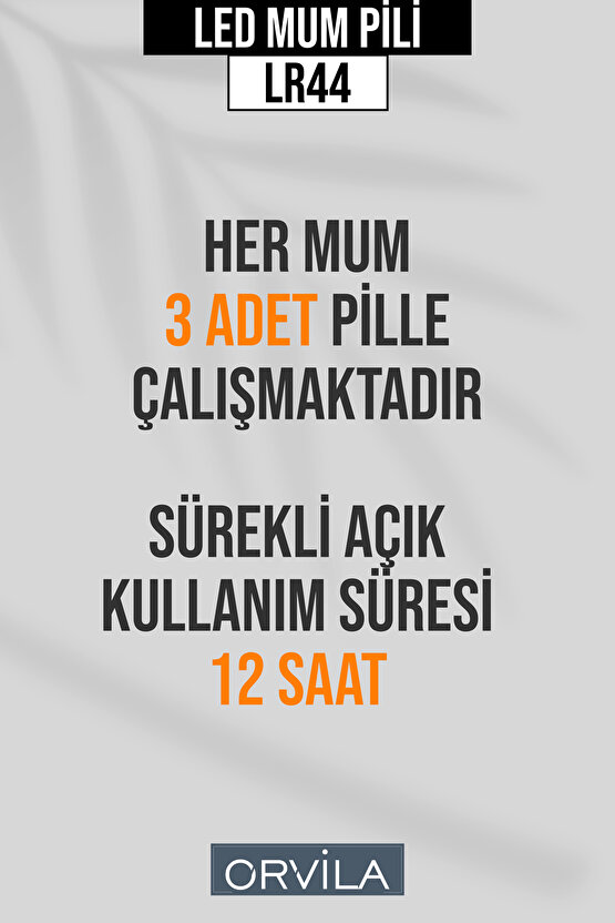 10 Adet - Yedek Pil | Pilli Ledli Mumlar Için 12 Saat Giden Yeni Ek Lr44 Batarya