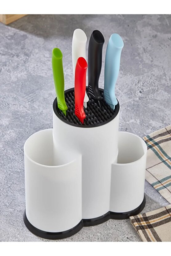 Tezgah Üstü Bıçaklık Kaşıklık Ve Kepçelik Düzenleyici Organizer - Beyaz