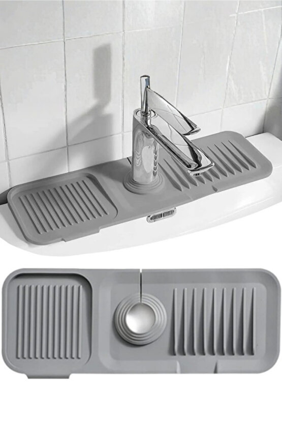 Elastik Musluk Matı Su Tutucu Düzenleyici Kaydırmaz Taban Organizer Mutfak Banyo Lavabo