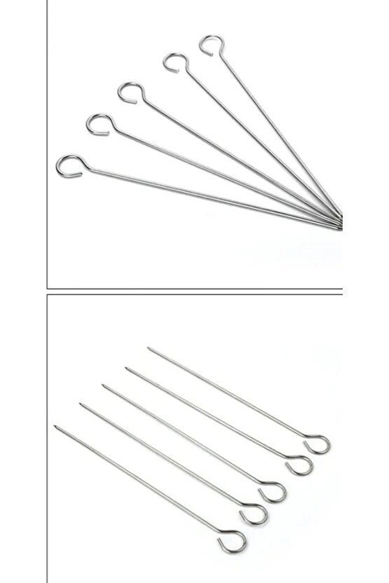4 Adet - Ömür Boyu Paslanmaz Airfryer Kebap Şişi - 20 Cm Mangal Şiş