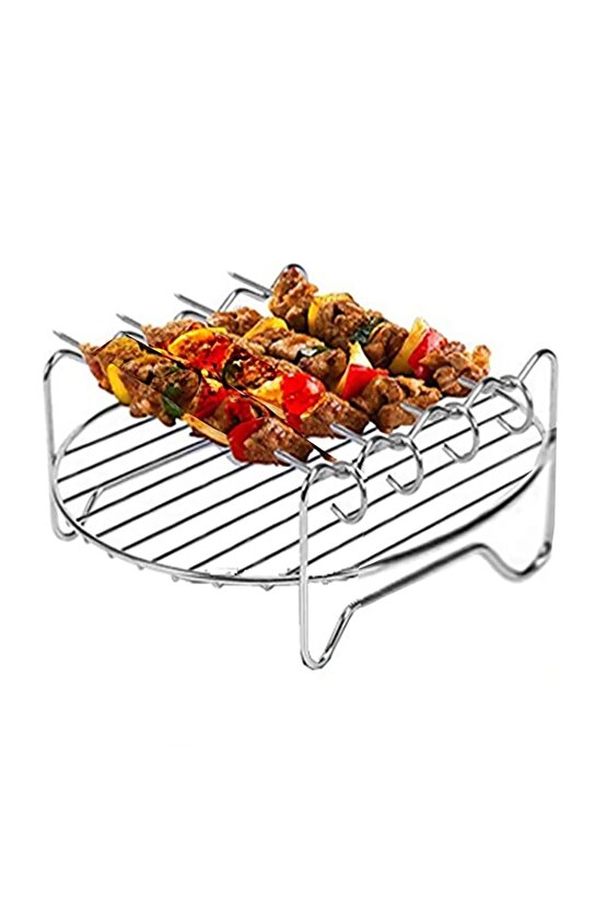 4 Adet - Ömür Boyu Paslanmaz Airfryer Kebap Şişi - 20 Cm Mangal Şiş
