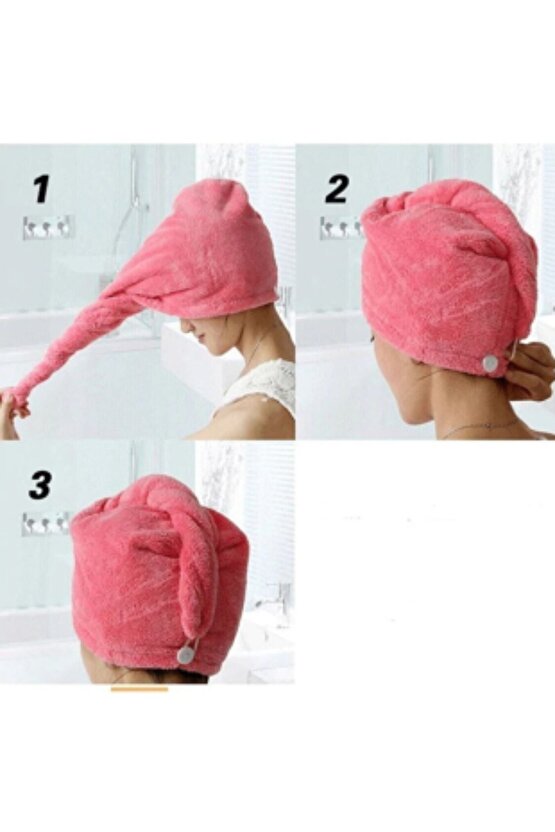 Mikrofiber Düğmeli Yeşil Renk Saç Havlusu