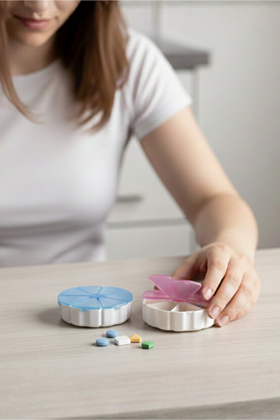 2 Adet Haftalık İlaç Saklama Kutusu Yuvarlak Model