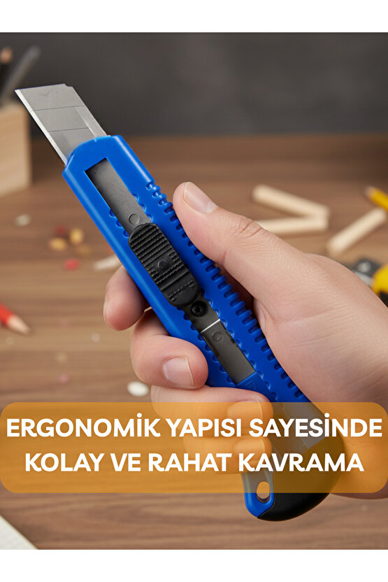 Falçata Plastik Gövde Geniş Maket Bıçağı Büyük Boy Halı Karton Kutu Gündelik Kullanım Hobi Bıçağı