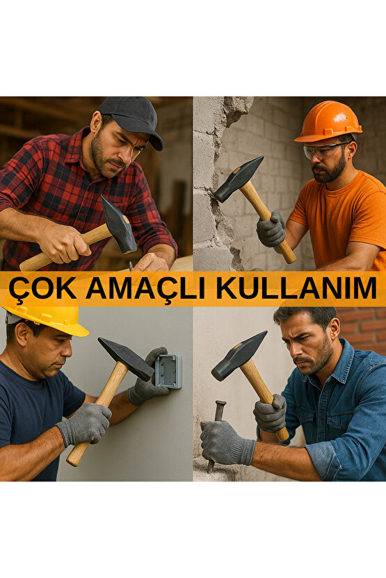 3kg Balyoz Başlığı Çelik Uçlu Sivri Yassı Çift Taraflı Profesyonel Yıkım İnşaat Şantiye Sanayi