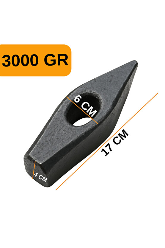 3kg Balyoz Başlığı Çelik Uçlu Sivri Yassı Çift Taraflı Profesyonel Yıkım İnşaat Şantiye Sanayi