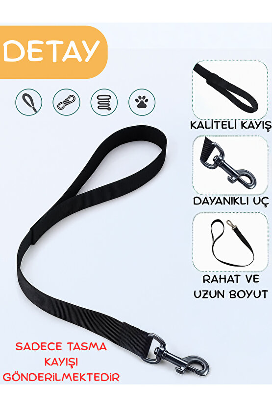 Dayanıklı Köpek Gezdirme Kayışı Metal Tokalı Bütün Tasmalara Uyumlu Evcil Hayvan Tasması Siyah 100cm