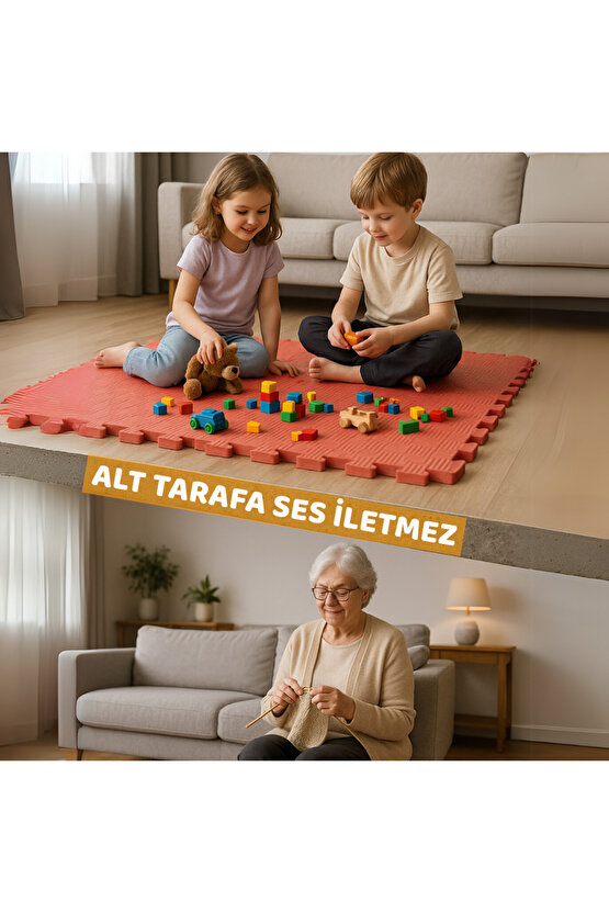 Tatami Zemin Karosu Spor Zemin Çocuk Odası Matı Ses Yalıtımlı Karo Halı Eva Panel Kırmızı 50 Cm