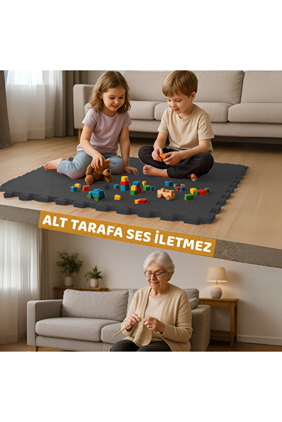 Tatami Zemin Karosu Spor Zemin Çocuk Odası Matı Ses Yalıtımlı Karo Halı Eva Panel Siyah 50 Cm