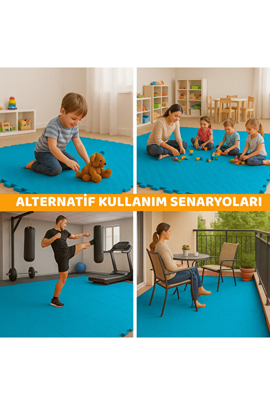 Tatami Zemin Karosu Spor Zemin Çocuk Odası Matı Ses Yalıtımlı Karo Halı Eva Panel Mavi 50 Cm