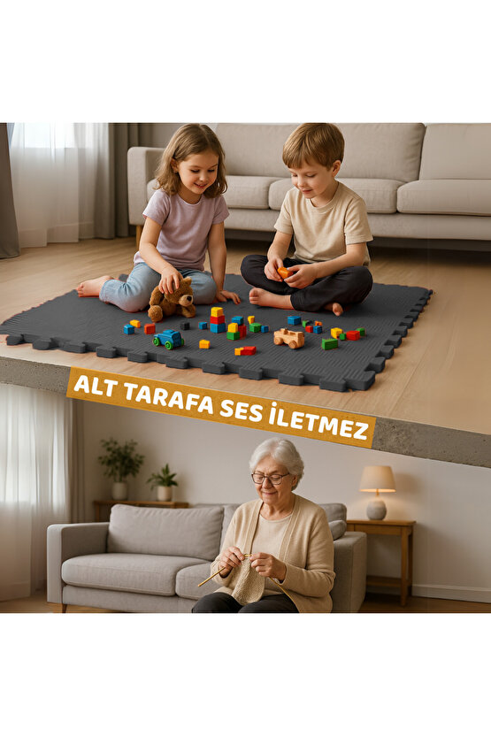 Tatami Zemin Karosu Spor Zemin Çocuk Odası Matı Ses Yalıtımlı Karo Halı Eva Panel Gri 50 Cm