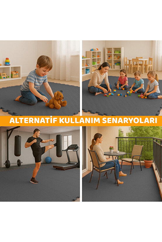 Tatami Zemin Karosu Spor Zemin Çocuk Odası Matı Ses Yalıtımlı Karo Halı Eva Panel Gri 50 Cm