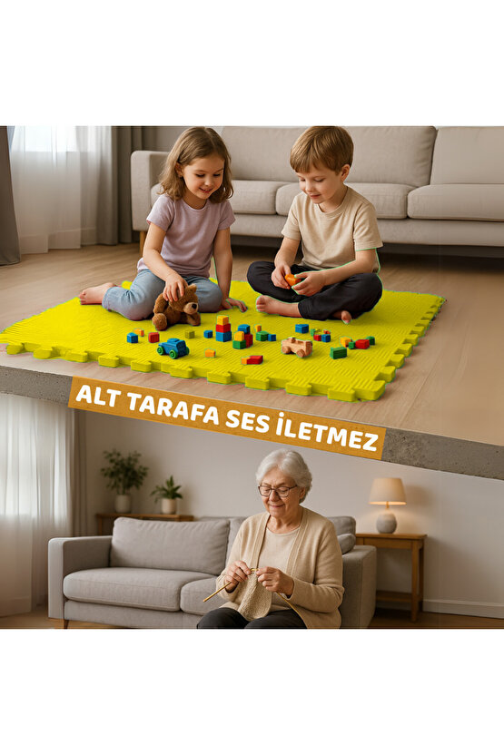 Tatami Zemin Karosu Spor Zemin Çocuk Odası Matı Ses Yalıtımlı Karo Halı Eva Panel Sarı 50 Cm