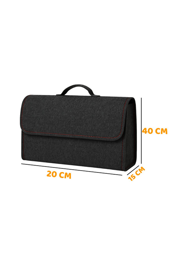 Beylini Premium Keçe Araç Bagaj Organizeri Suya Dayanıklı Pratik Taşınabilir Katlanabilir Antrasit