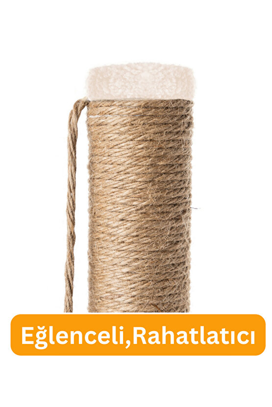 Çubuk Kedi Tırmalama Tahtası Peluş Kumaş Silinebilir Demonte 40 cm Krem Renk