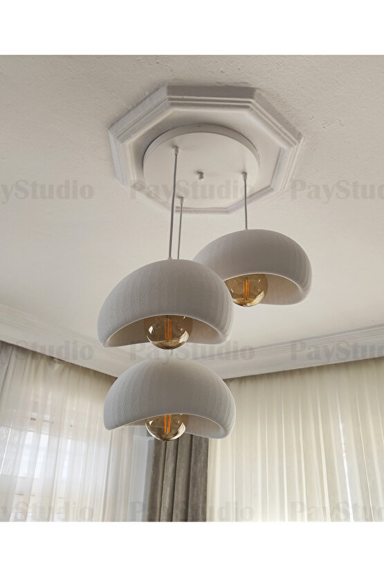 Beton Görünüm 3 Lü Sarkıt Avize Bohem Modern Rustik (E27 Ampul Hediyedir.)