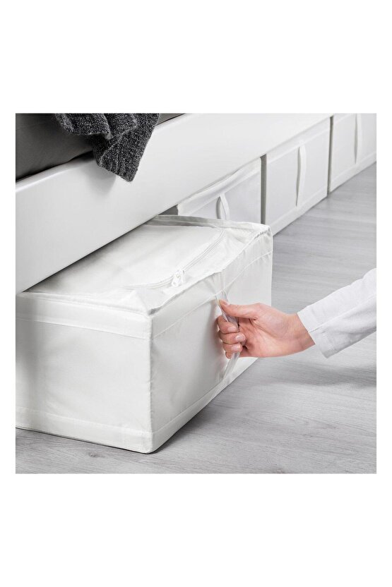 Hurç, Beyaz, 43x53x19 Cm, Yatak Altı Yastık Çarşaf Nevresim Giysi Saklama Kutusu Hurç Kutu