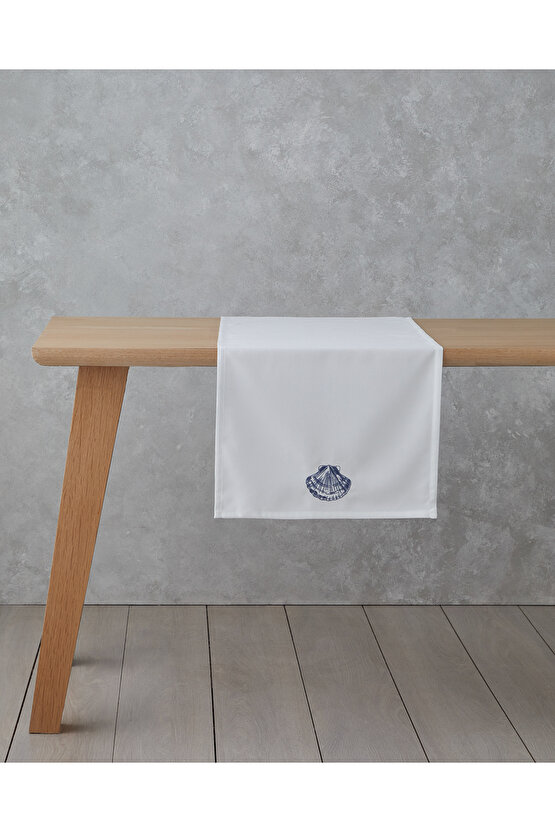 Shellwave Polyester Runner 40x140 cm Beyaz - Mavi