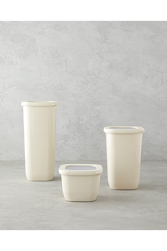 Novia Plastik 3lü Kavanoz 550 ml-1200 ml-1700 ml Krem