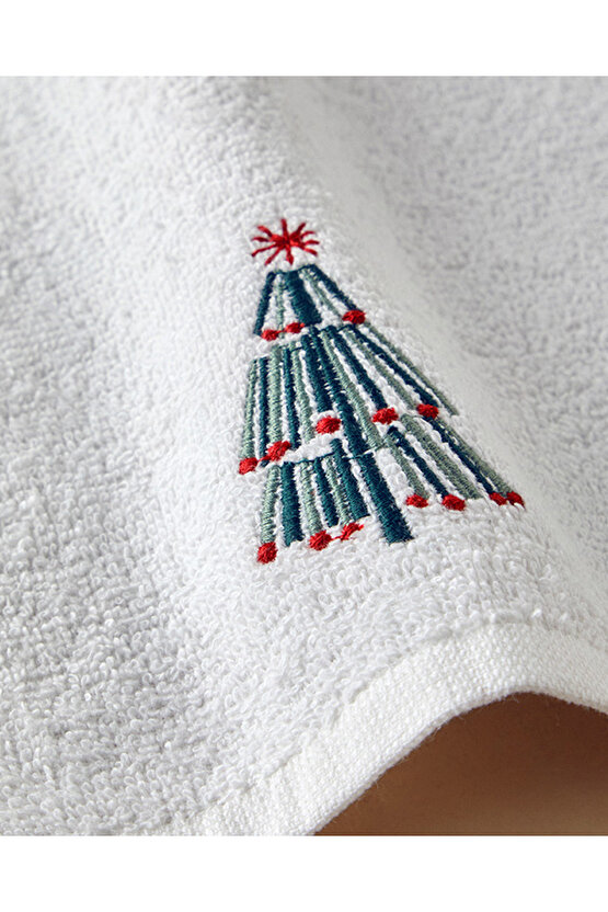 Funny Pine Pamuklu Nakışlı El Havlusu Ekru