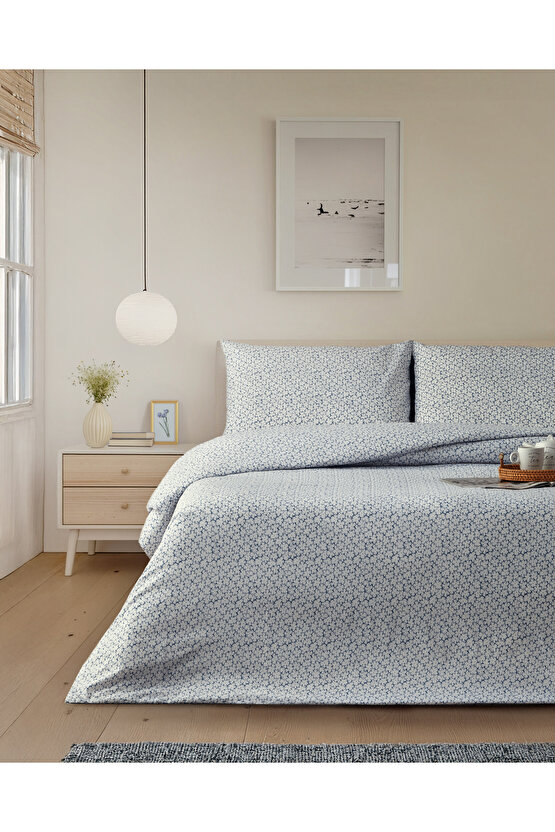 Sweet Violet Kolay Ütülenir Çift Kişilik Nevresim Takımı 200x220 cm Koyu Mavi