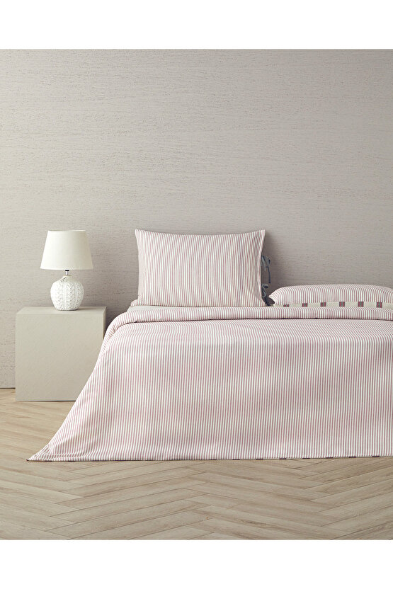 Cool Stripe İpliği Boyalı Tek Kişilik Nevresim Takımı 160x220 cm Bordo-Yeşil