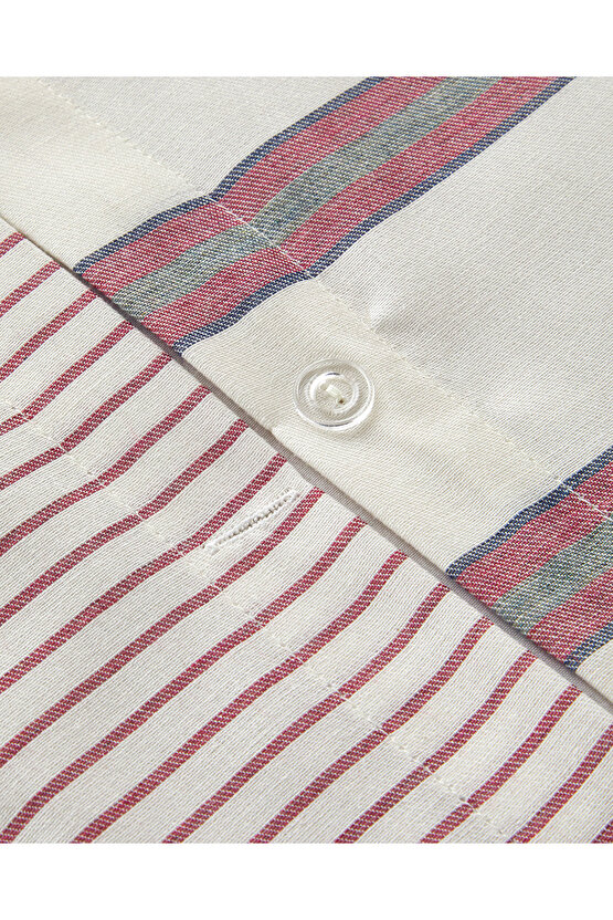 Cool Stripe İpliği Boyalı Tek Kişilik Nevresim Takımı 160x220 cm Bordo-Yeşil