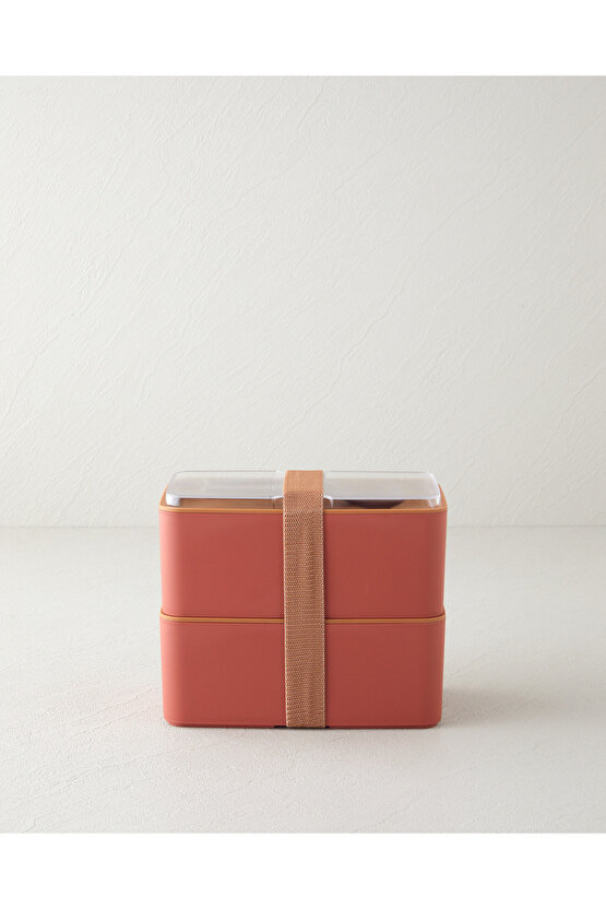 Mezaluna Time Plastik 2 Katlı Lunch Box 1 L- 1 L Turuncu