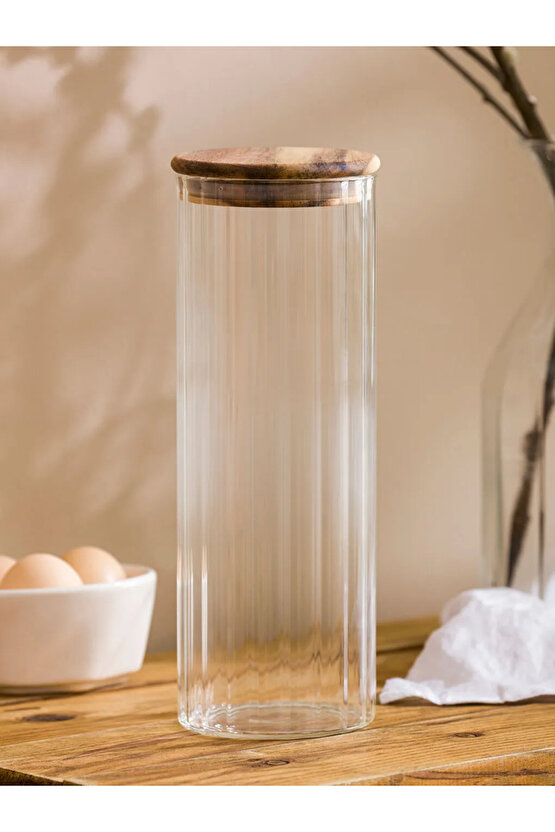 LCW HOME Renksiz Ahşap Kapaklı Cam Saklama Kabı 11 Cm