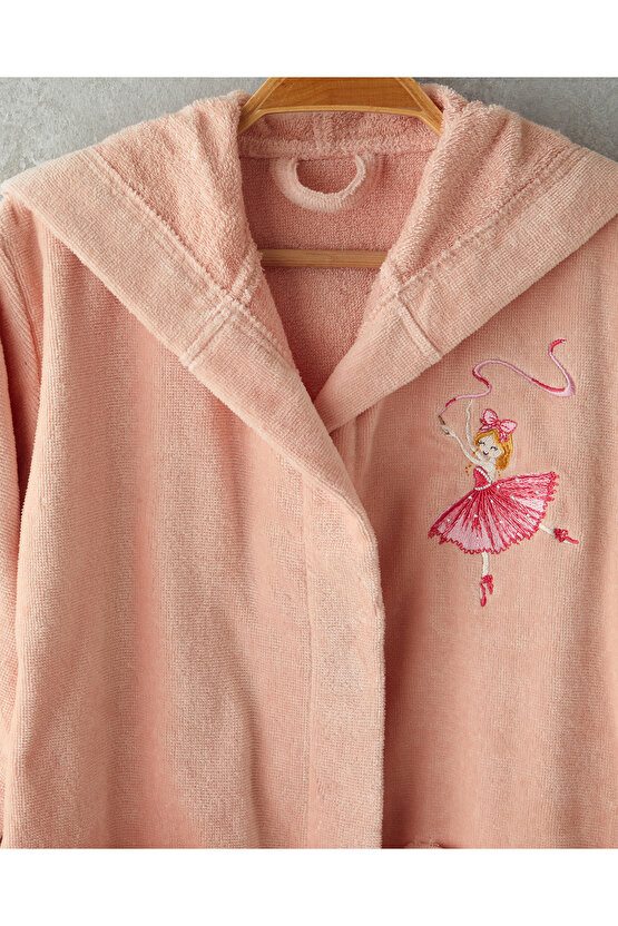 Ballerina Kadife Çocuk Bornoz 6-8 Yaş Pembe