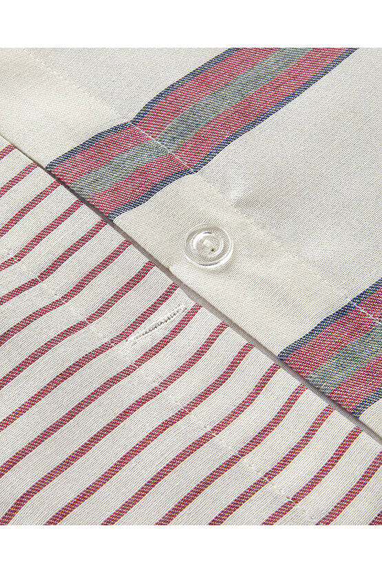 Cool Stripe İpliği Boyalı Çift Kişilik Nevresim Takımı 200x220 cm Bordo-Yeşil