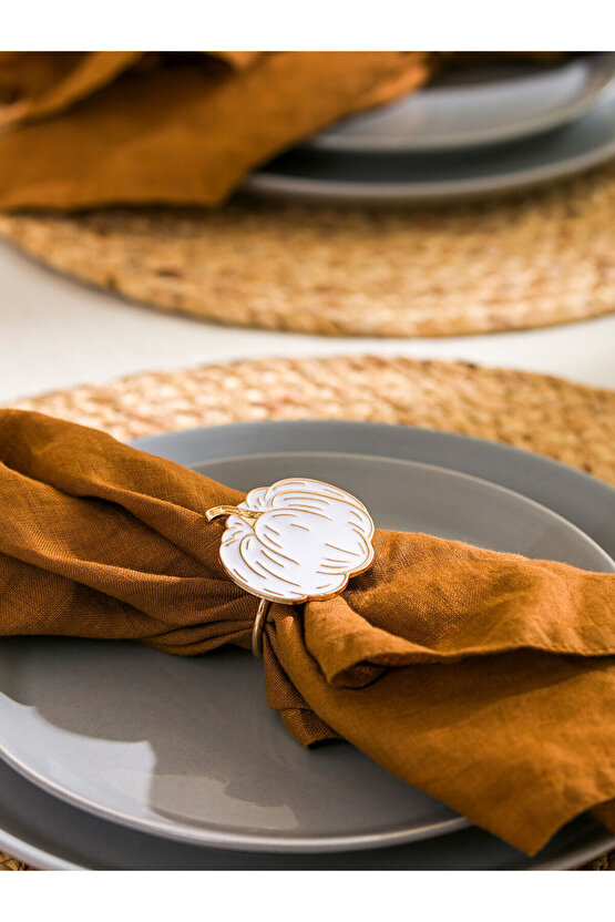 LCW HOME Ekru Bal Kabağı Baskılı Peçete Yüzüğü 2li