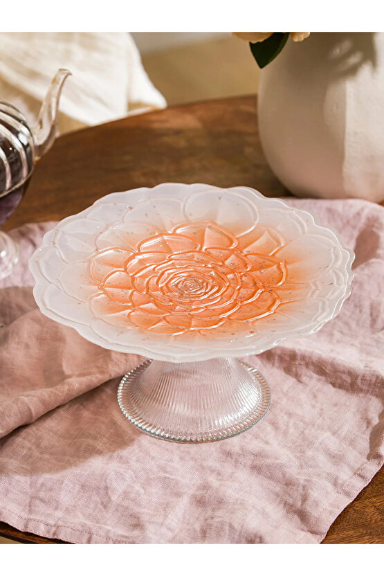 LCW HOME Ekru Ayaklı Cam Sunumluk 21 Cm