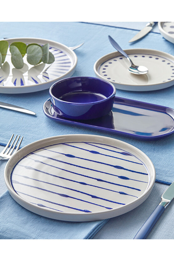 Cosmos Seramik Kahvaltı Takımı 14 parça 6 kişilik Lacivert