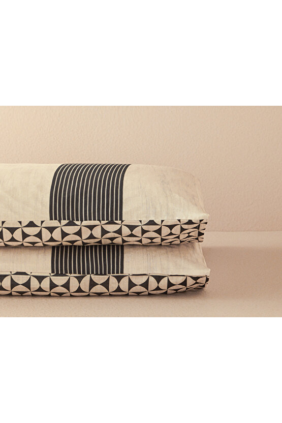 Geodesic Dijital Baskılı Soft Cotton 2li Yastık Kılıfı 50x70 Cm Antrasit - Yeşil