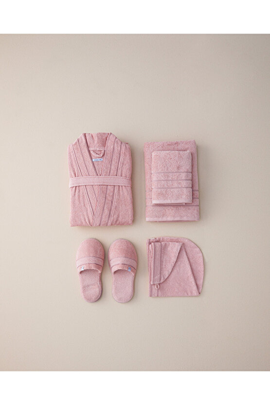 Soft %100 Pamuklu Bornoz Açık Pembe