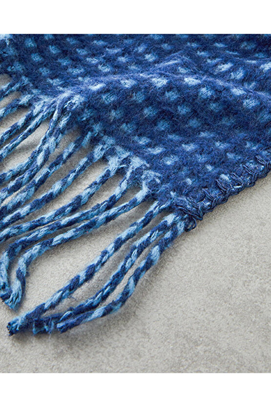 Plain Waffle Pamuklu Tv Battaniyesi Lacivert- Mavi