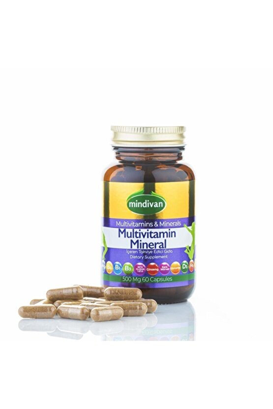 Multivitamin Mineral ve Bitki Ektreleri 60 Kapsül 500mg 2 Adet