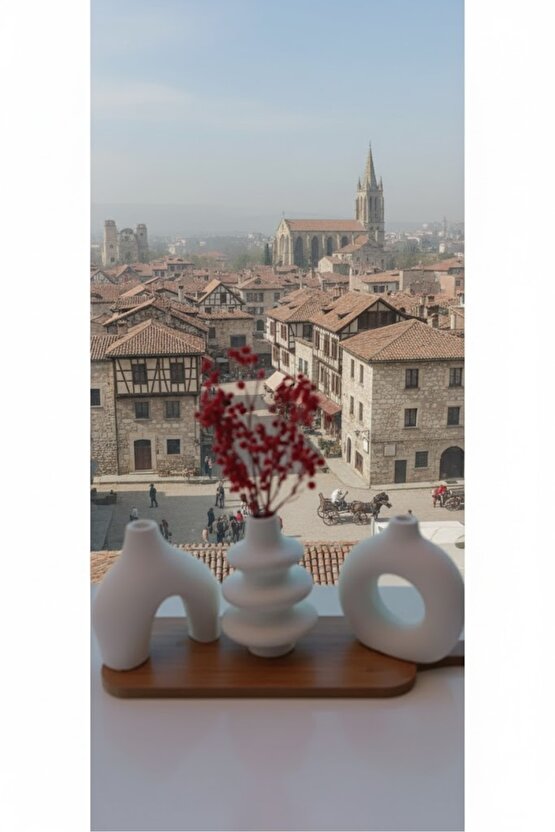 Minimal Vazo seti, 3 parça ev dekorasyon seti, beyaz, ev dekorasyonu