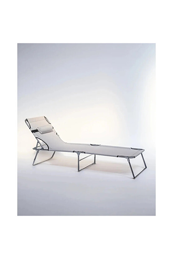 Kamp Yatağı Yastıklı Katlanır Şezlong Kampet Gri 1628