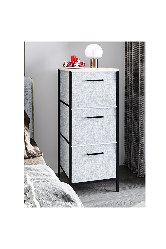 3 Çekmeceli Çok Amaçlı Dolap Büyük Boy Komodin Sehpa